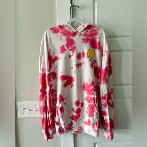 Men’s Pink Tie Dye Smiley Hoodie